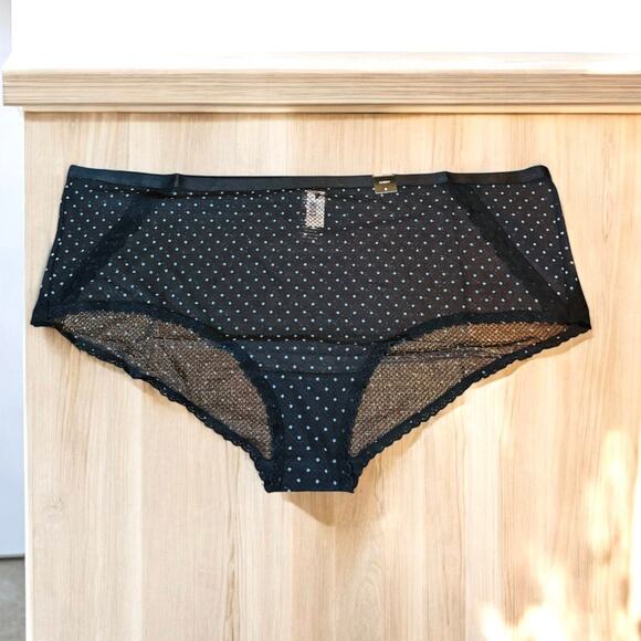 Torrid 6 (6X 30) Sexy Black Dot Mesh Sheer Mid Rise Cheeky Panty Panties New - Picture 2 of 3